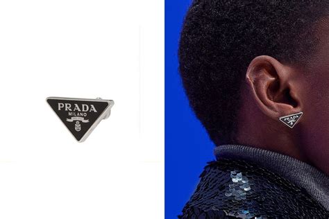 prada earrings 2021|prada triangular logo.